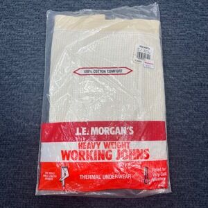 Vintage JE Morgan Set of 2 Heavy Weight Working Johns Thermal Underwear XL Ivory